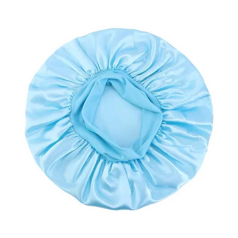 Hair Bonnet for Sleeping Silk Nightc Satin Elastic Narrow Brim Shower C Round Hat Home Hair Care C Satin BonnetXJ241205