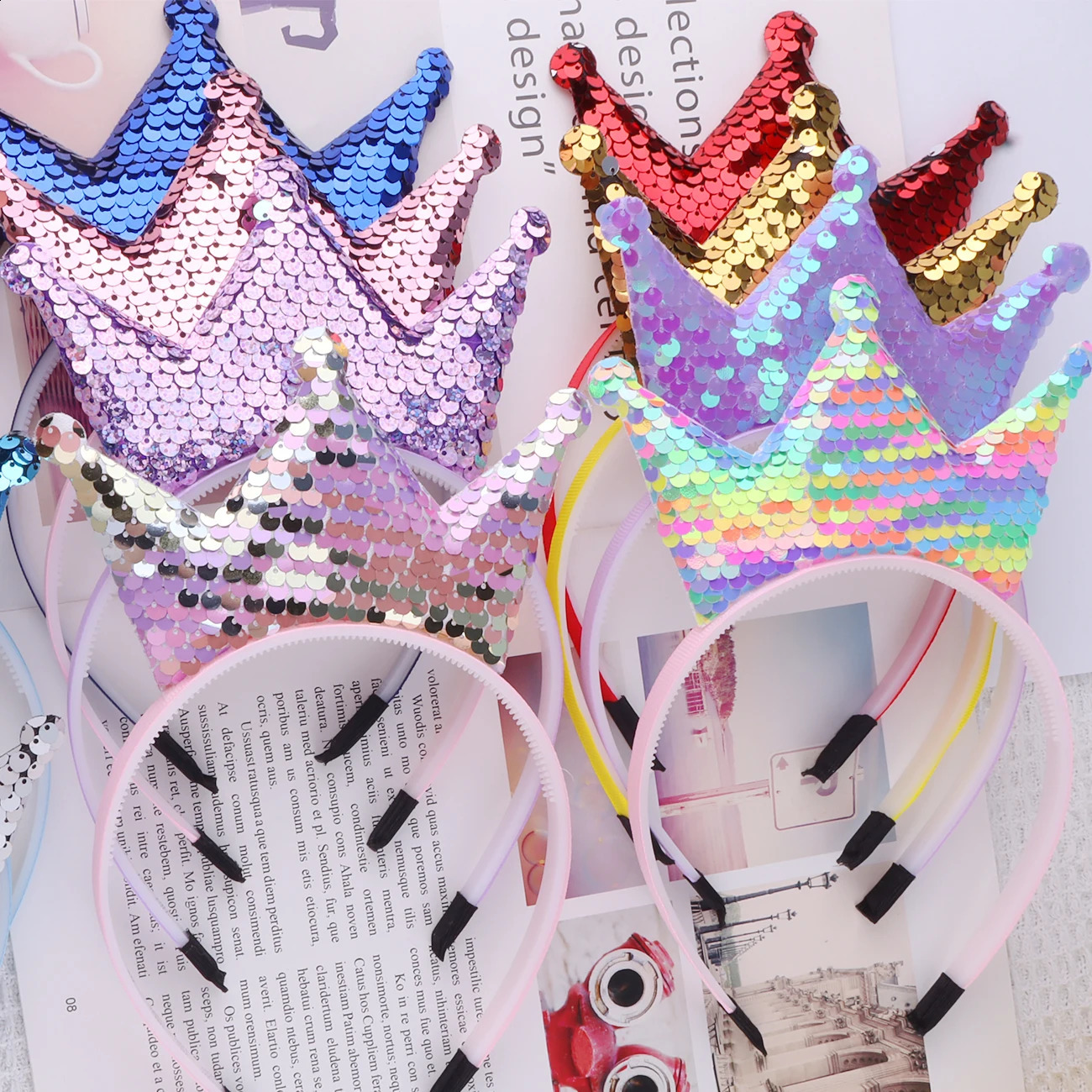 Sequins Crown Headband Girls Hair Bands Glitter Crowns Hoop Women Accessories for Party Favors Headdress Gift 241122