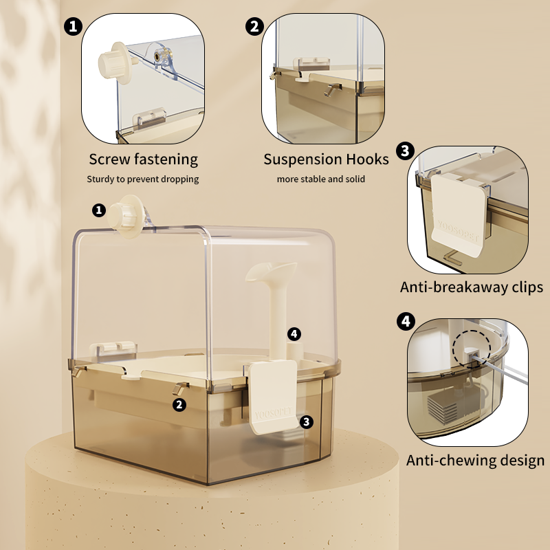 Indoor Water Circulation Bird Baths,Hanging Parrot Bath for Cage,Bird Accessories for Cages,Parrot Shower Box for Lovebirds,Parakeet,Conure, Cockatiel