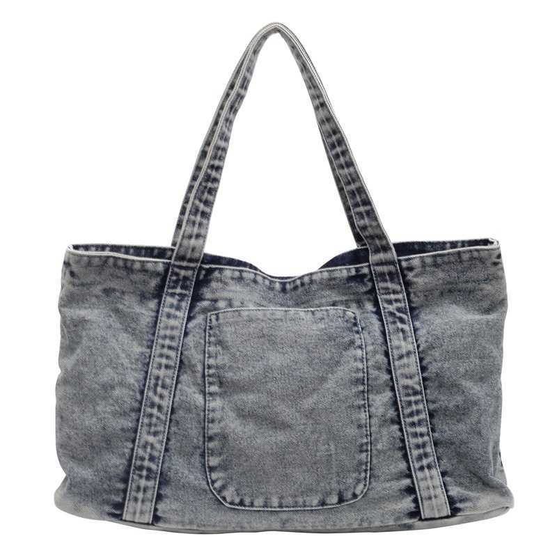 Street trend denim tote bag, women's new fashion, simple temperament, versatile shoulder bag, commuting handbag 241215