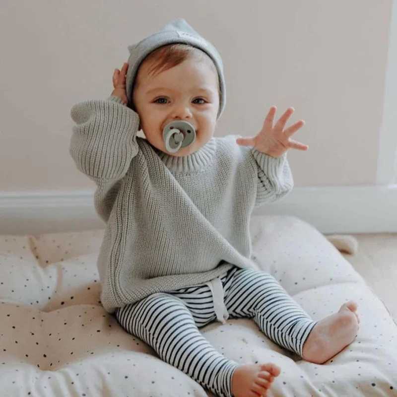Baby loose sweater knitted autumn and winter baby boy girl clothing round neck childrens toddler girl boy pull baby coat W241205