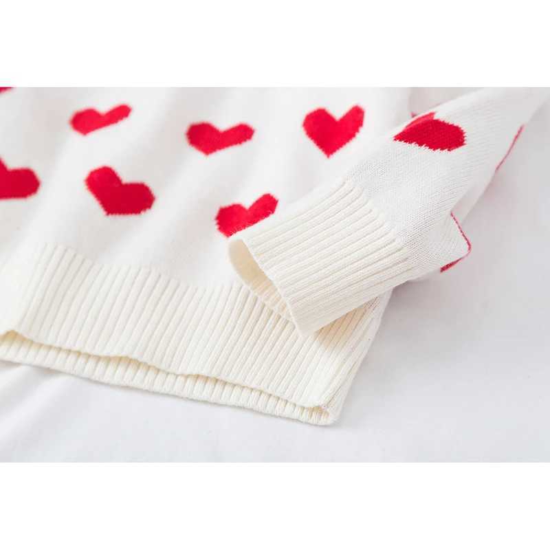 2024 Autumn Spring Baby Girl Sweater Childrens Clothing Cotton Knitted Sweater Baby Cute Heart shaped Sweater W241205