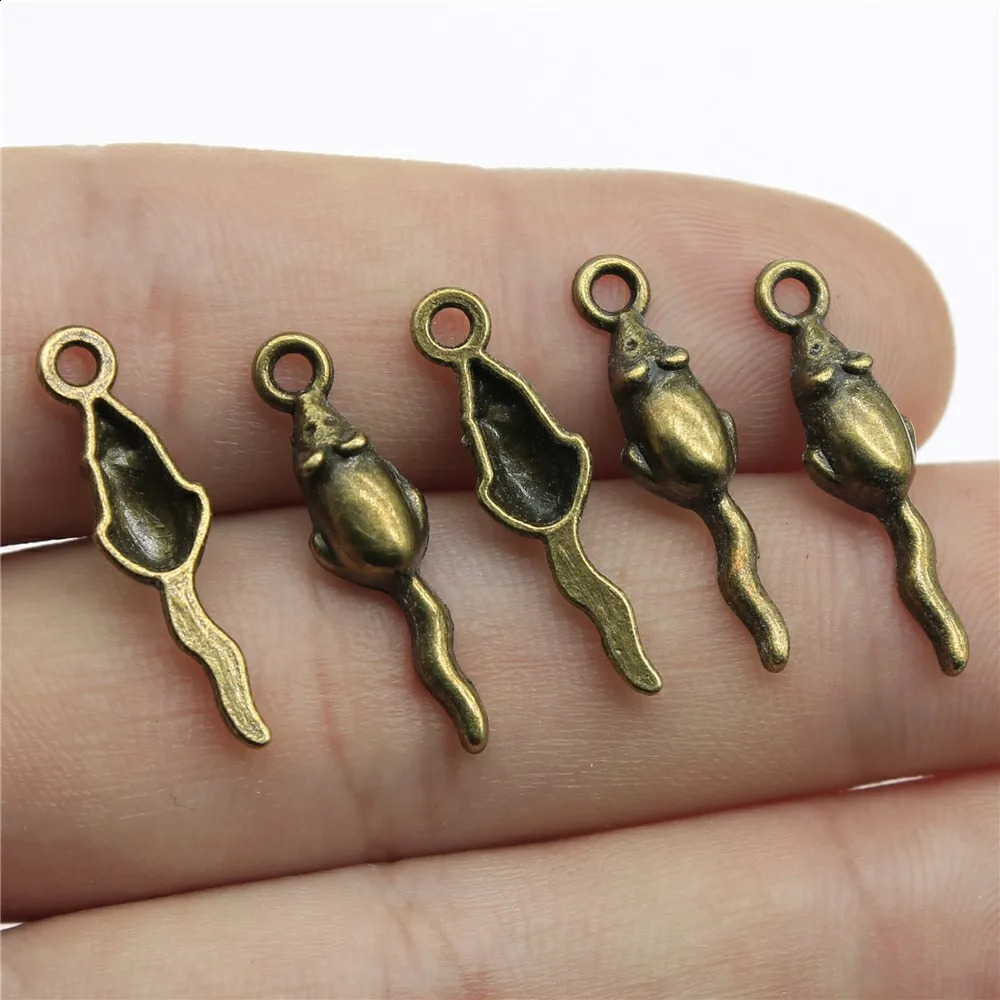 WYSIWYG 20pcs 24x6mm Pendant Small Mouse Rat Charm Pendants For Jewelry Making 2 Colors 241122