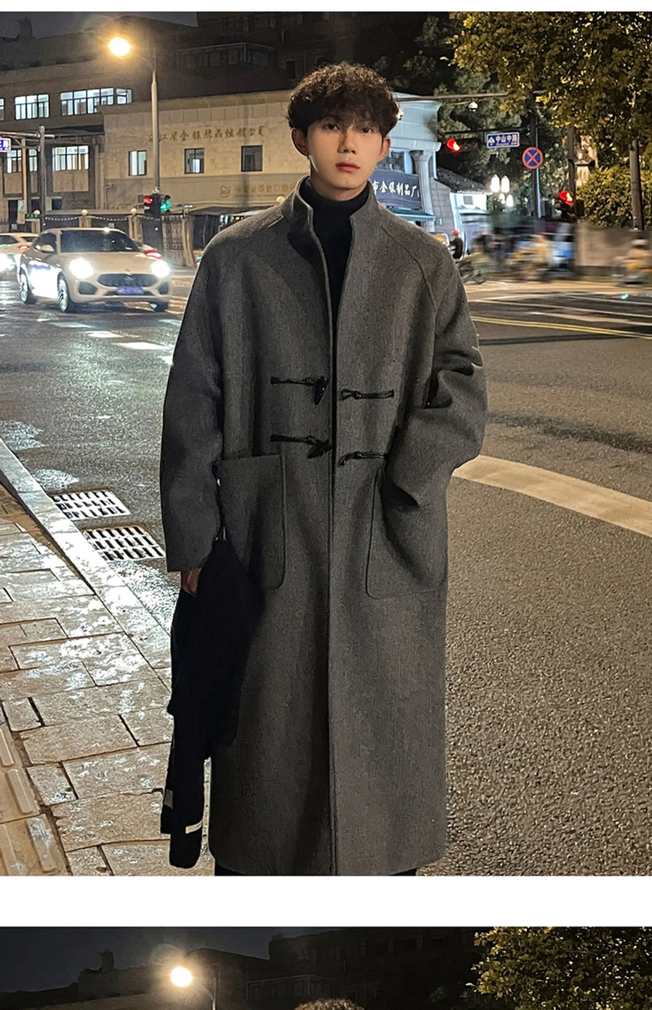 Winter Mens Two piece Long Coat Fashion Big Collar Mens Coat Business Casual Street Clothing Windproof Cover 241204