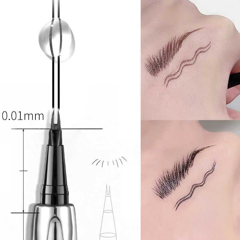 Ultra fine Eyebrow Pen Liquid 2 Fork Easy Grip Natural Effect Wild Eyebrow Brush Waterproof Eyebrow Pen High Quality Professional Makeup W241205