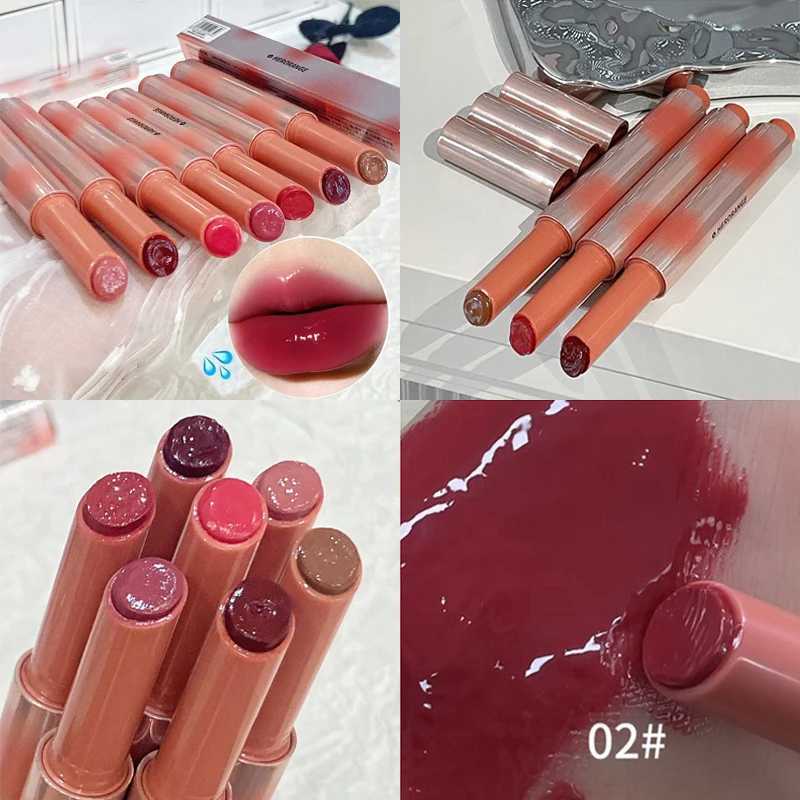 Strawberry Brown Jelly Lipstick Water Gloss Mirror Lip Gloss Moisturizing Hydrating Water Light Lip Stick Non-Sticky Lips MakeupXJ241205