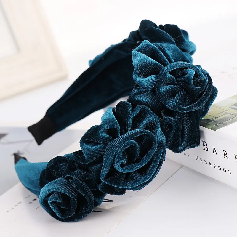 Creative Korean Version Red Fasciator Headband Multi layer Gold Velvet Rose Hair Band Womens Fashion Hair Accessories 241205