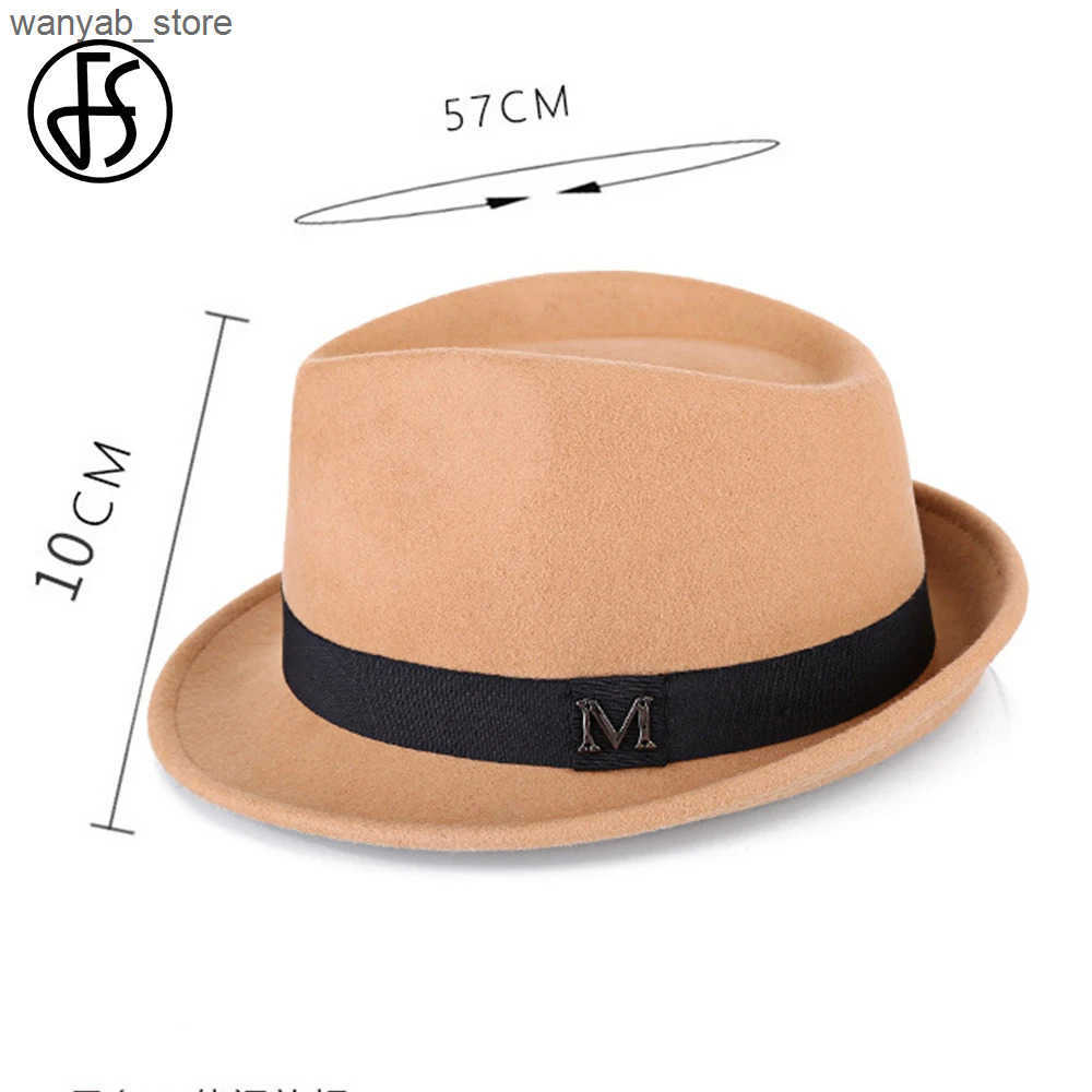 Cloches Mens Black Jazz Pie Hat Trilby Panama Hat Winter Wool Felt Fedora Wedding Party Small Top Hat L240910