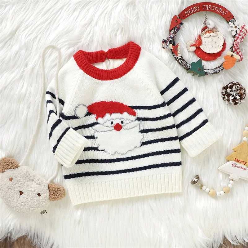 Cute baby reindeer knitted sweater with Christmas snowflake print for warmth long sleeved zipper baby knitting suitable for young children girls and b