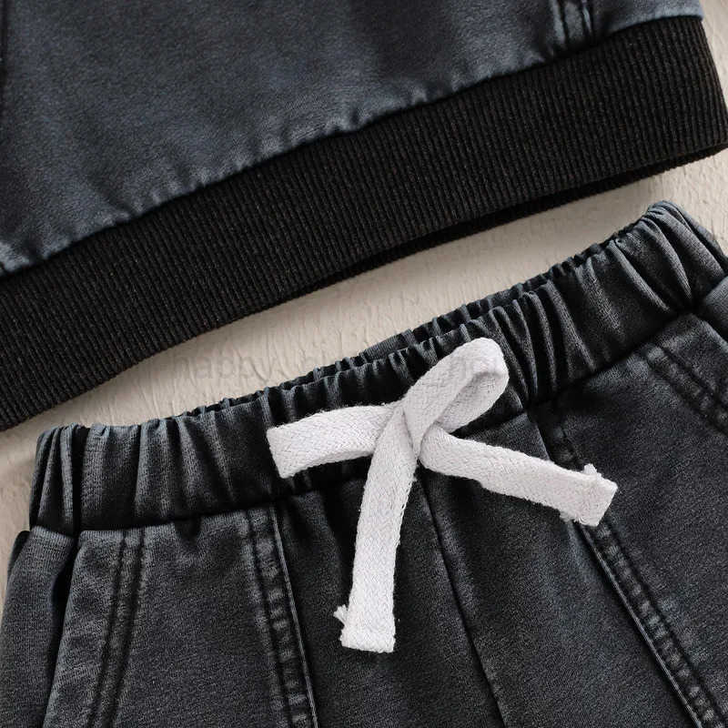 RUEWEY 3 Months to 3 Years Baby Boy Pants Sets Spring Autumn Clothes Denim Long Sleeve Hoodie with Elastic Waist SweatpantsXJ241205