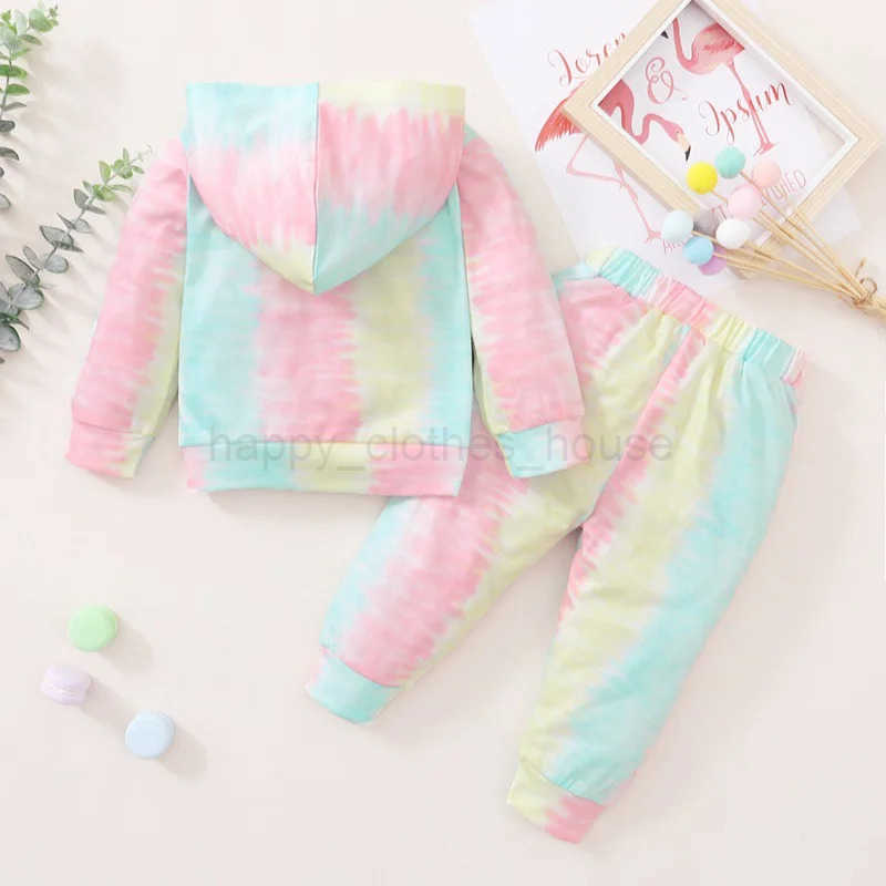 0-24Months Newborn Baby Girl Clothing Set Tie-dye Long Sleeve Hoodie Top Pants Spring Fashion 2PCS Outfit Toddler Girl ClothesXJ241205