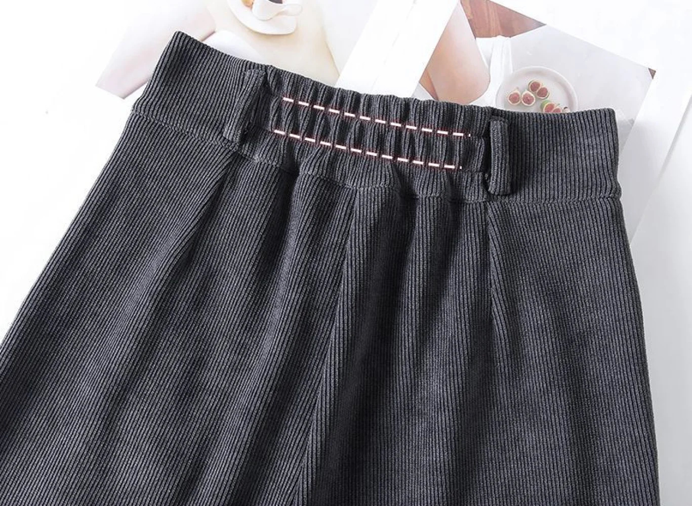 Ins Trendy Women Korean High Street Wide Leg Trouser Autumn/Winter Thick Warm Womens Pants Fashion Corduroy Loose Button Trouser 241202