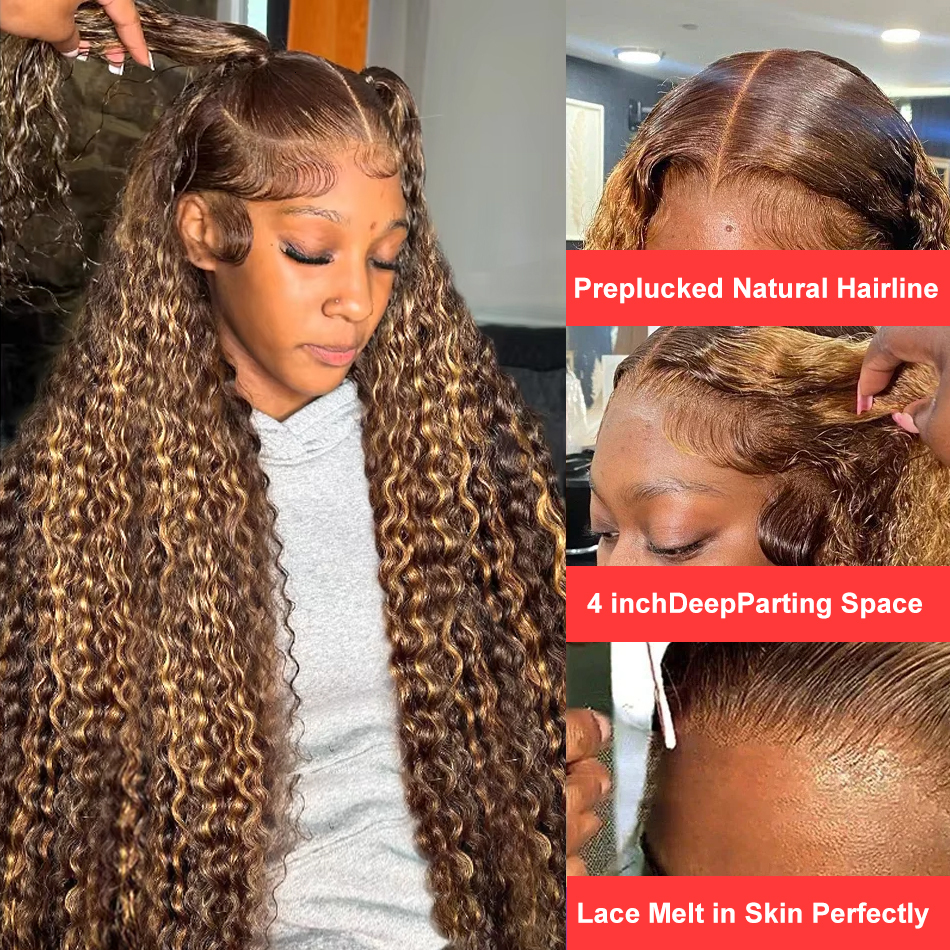 Sophianna 13X6 Highlight Curly Front Human Hair 13X4 Loose Deep Wave Frontal Wig Ombre Colored 30 Inch Hd Lace Wigs