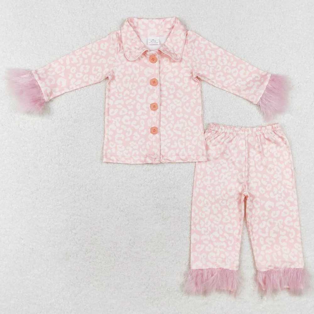 Pajamas New Fashion Kids Designer Clothes Girls Christmas Santa Claus Fur Long Sleeve Tops Pants Sets Toddler Baby Girls Pajamas Outfits H241205