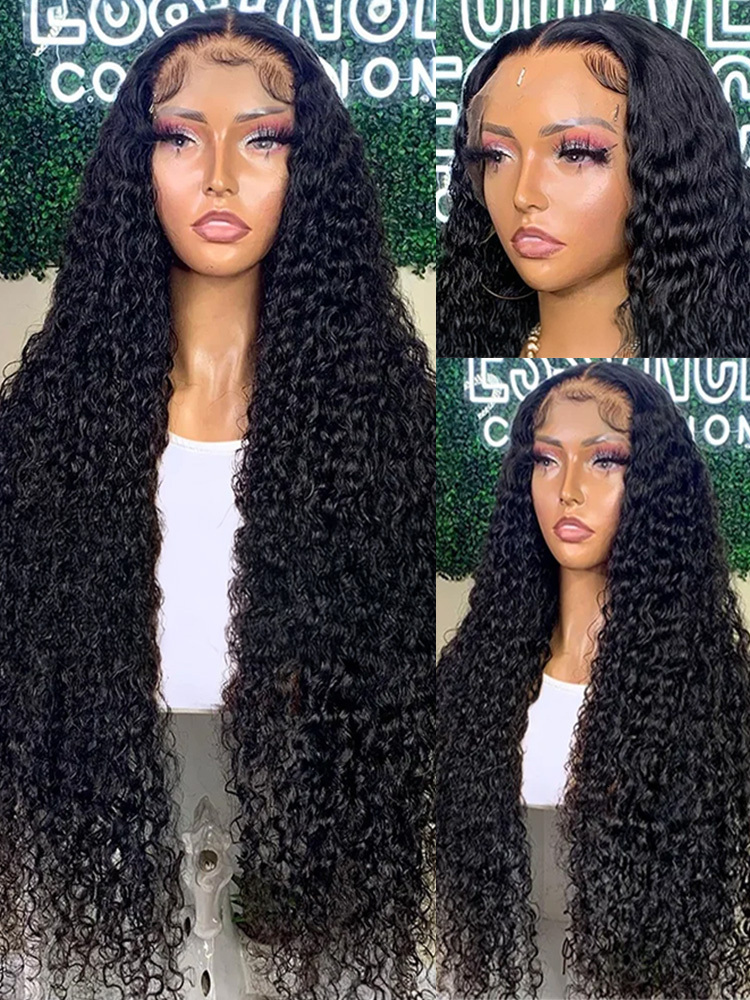 13X6 HD Deep Frontal Wigs 13X4 Water Wave Curly 100% Human Hair 5X5 Glueless Lace Front Wig 30 40 Inch Closure Wear Go