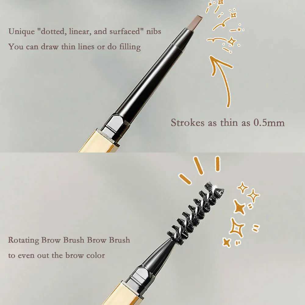 Small gold bar double ended eyebrow pencil three-dimensional eyebrow shape durable stain free slim and naturalW241205