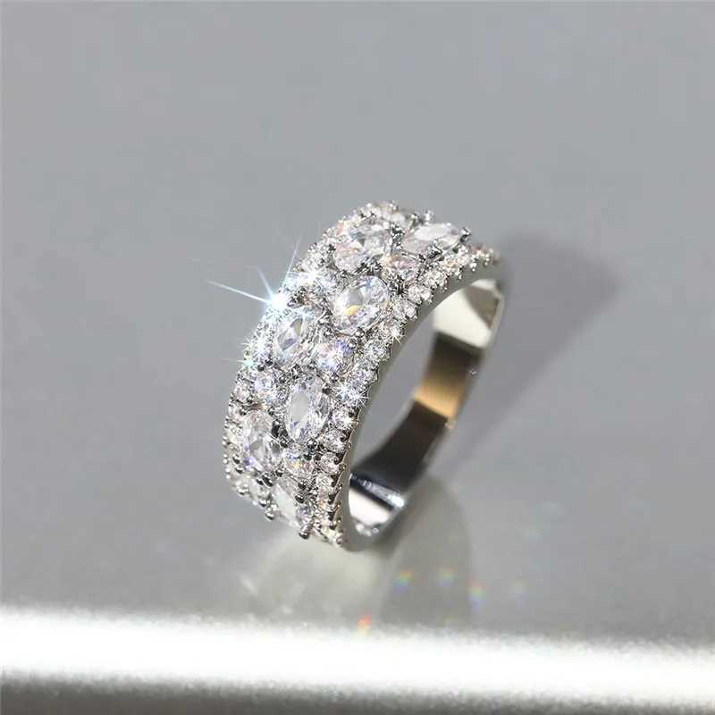 925 sterling silver AAA cubic zirconia gorgeous wedding ring womens luxury crystal ring decoration party jewelry gift W241205