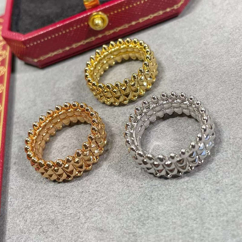 S Sier With Rose Gold Wide Rivet Ring Men Women's Classic Design Temperament Fashion Brand Party Jewelry