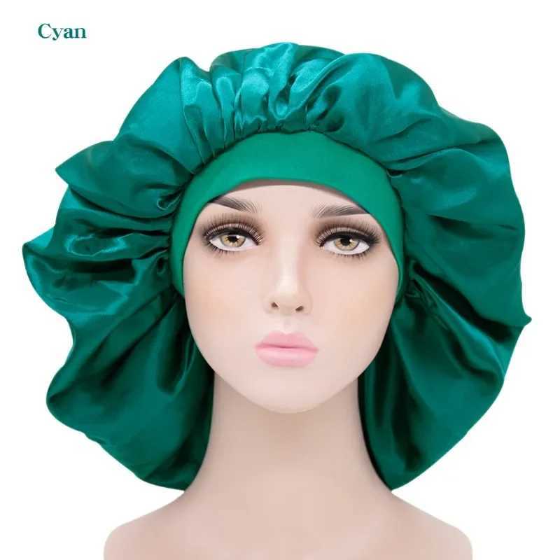 Large Satin Silk Bonnet for Women Hair Wr for Sleeping Sleep C with Elastic Soft Band Hair Care Cs Big BonnetsXJ241205