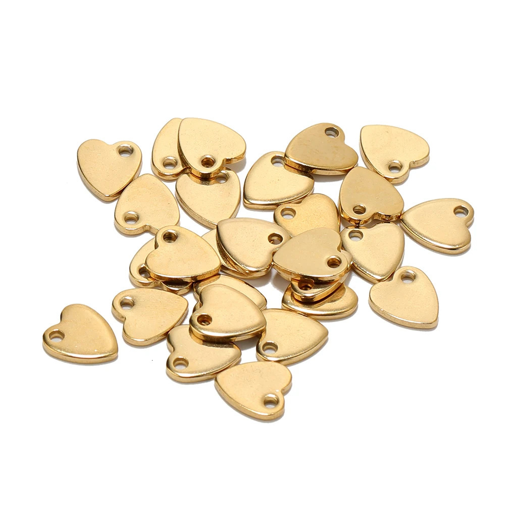 20pcs Stainless Steel Small Flat Heart Pendant Charms for DIY Jewelry Making Necklace Ornaments Bracelet End Tail Charm Supplies 241122
