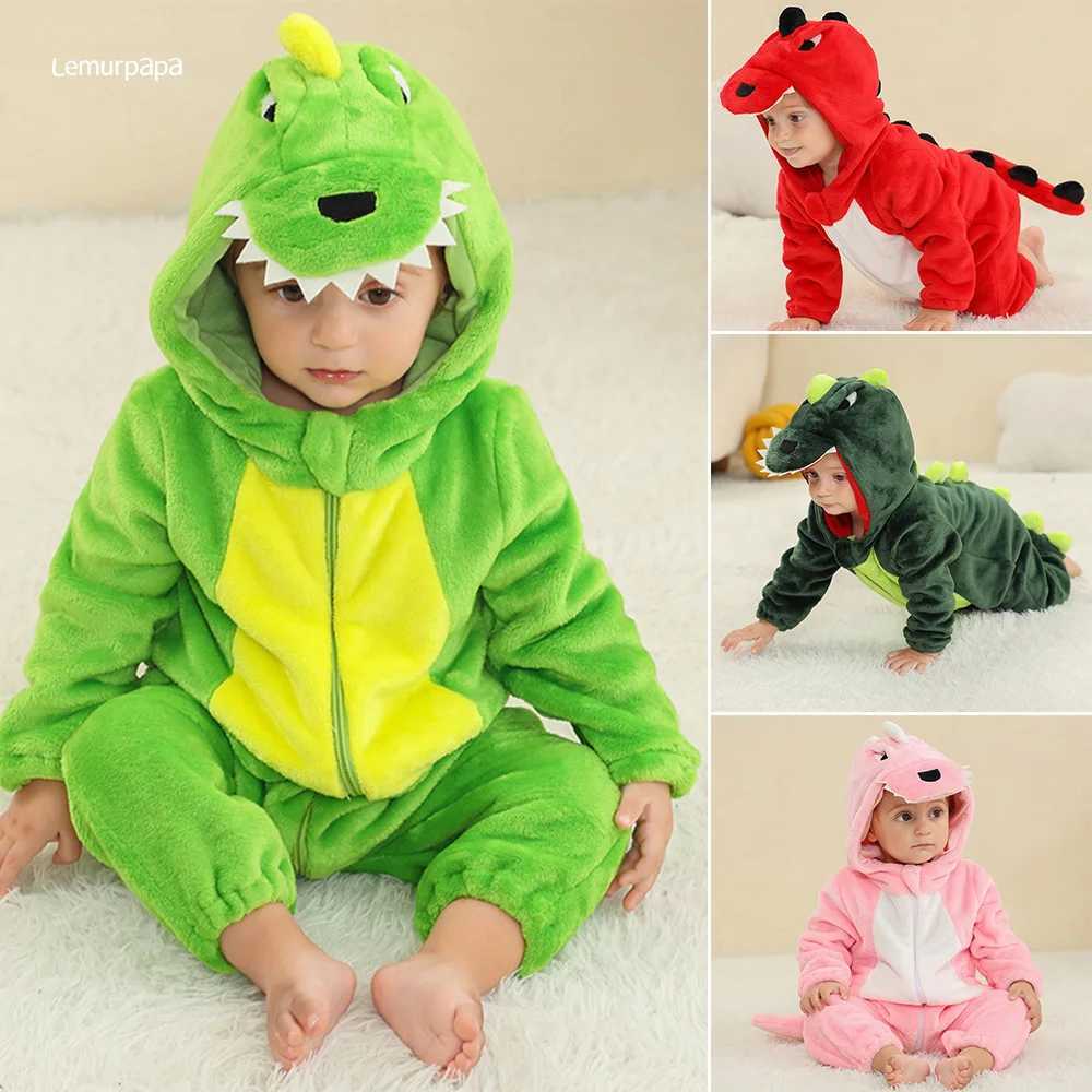 Pajamas Dinosaur Romper Baby Boys Girls Pajama Toddlers Onesie Winter Outfit Halloween Animal Suit Festival Party Bebe Clothes Kigurumis H241205
