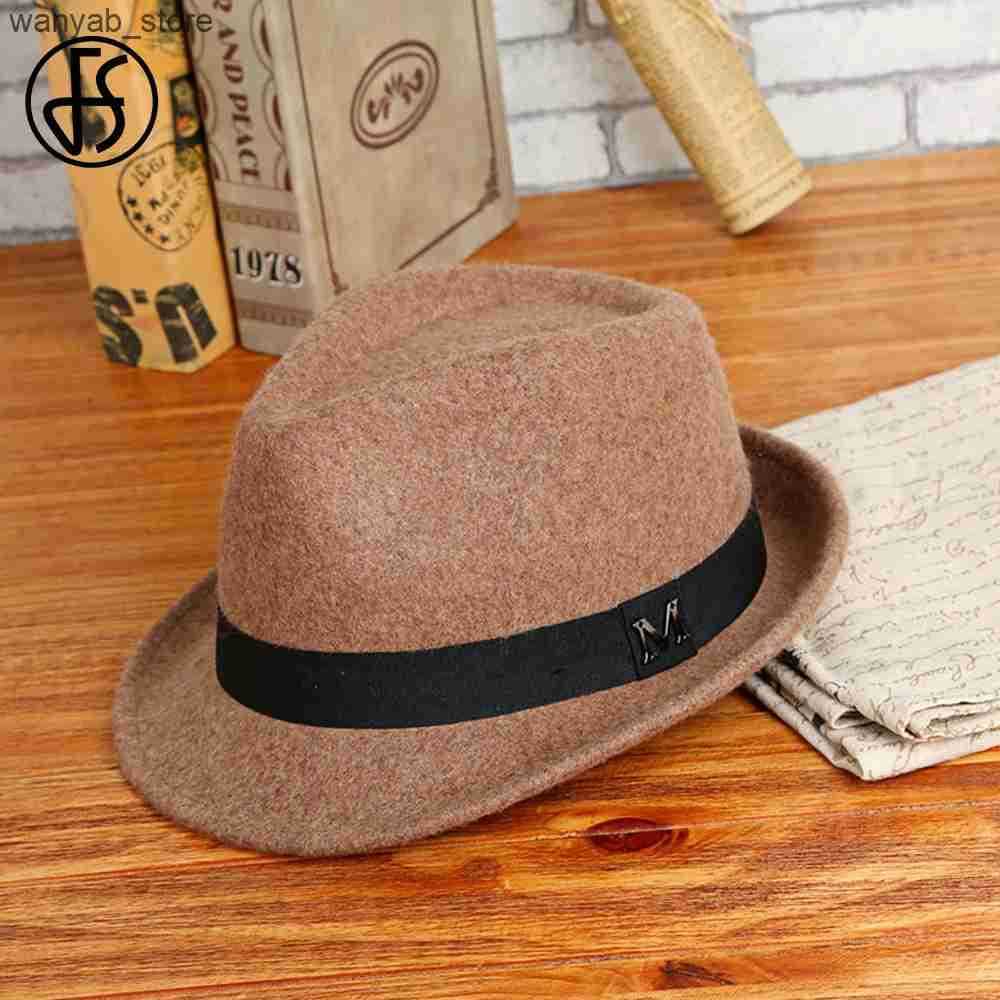 Cloches Mens Black Jazz Pie Hat Trilby Panama Hat Winter Wool Felt Fedora Wedding Party Small Top Hat L240910