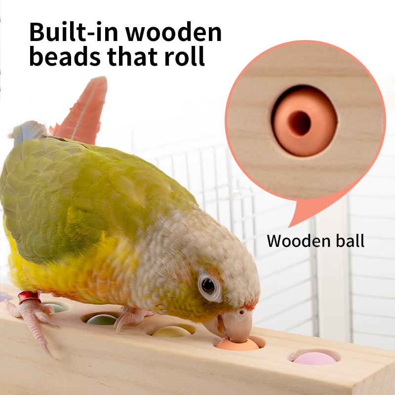 Bird Wooden Block Chewing Toy Wood Bird Perch Parrot Foraging Toy Parrot Puzzle Toys for Conures Parakeets Cockatiels Lovebirds African Grey Macaws Am