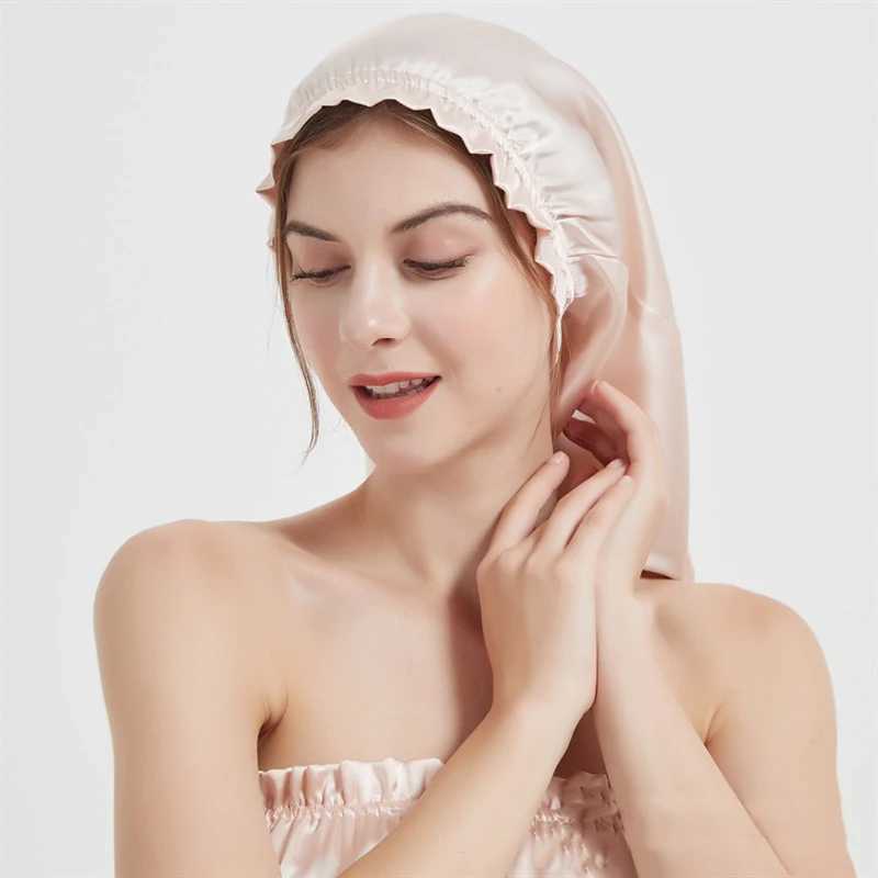 New Long Satin Bonnet Silk Night Sleeping C 100% silk Loose and Stretchy Head Cover Sleeping Soft Hair Tuans for WomenXJ241205