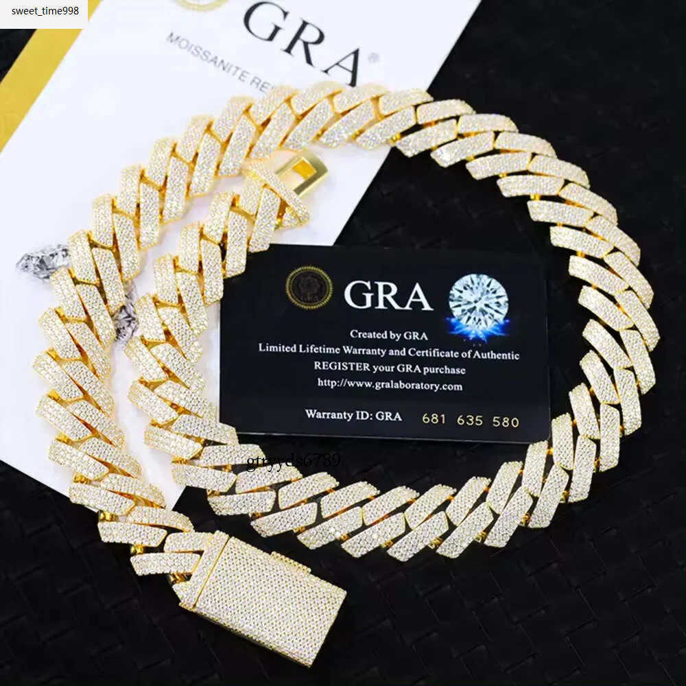 designer chain necklace hip hop jewelry 15mm wide 2rows k chains vvs moissanite white gold plated sterg sier cuban bracelets