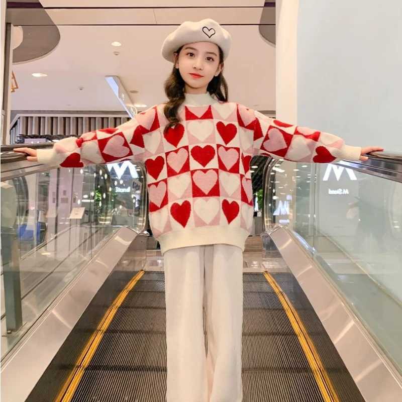 Girls Sweater Thickened 2024 Autumn/Winter New Childrens Fashion Knitted Top Girls Winter Clothing 7 8 10 12 Years Old W241205