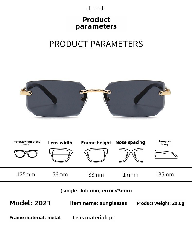 Free Shipping Sunglasses for Women Designer Top Quality Glasses Men Frame Metal Frameless Sun Glasses