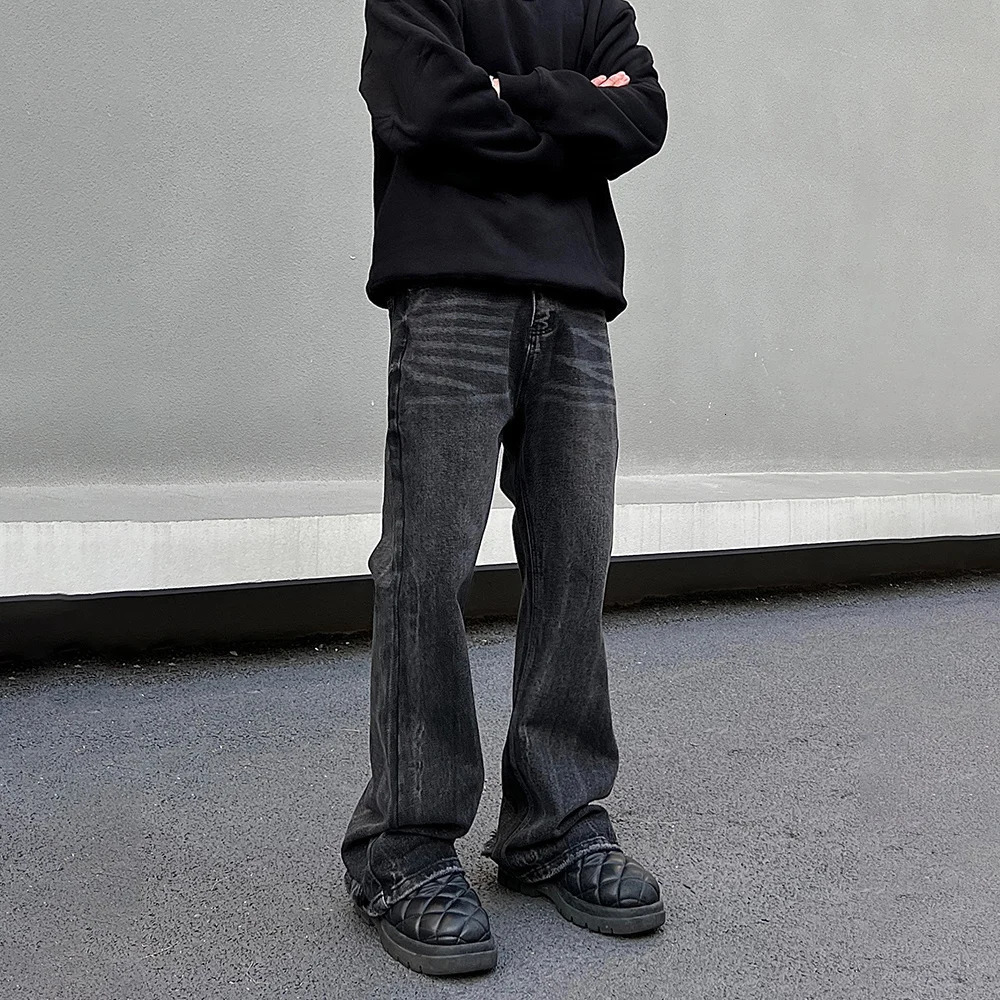 Wide Leg Jeans Mens Black Loose Straight-leg Flared Trousers Summer Casual Streetwear Vintage Spring High Street Y2k Denim Pants 241205