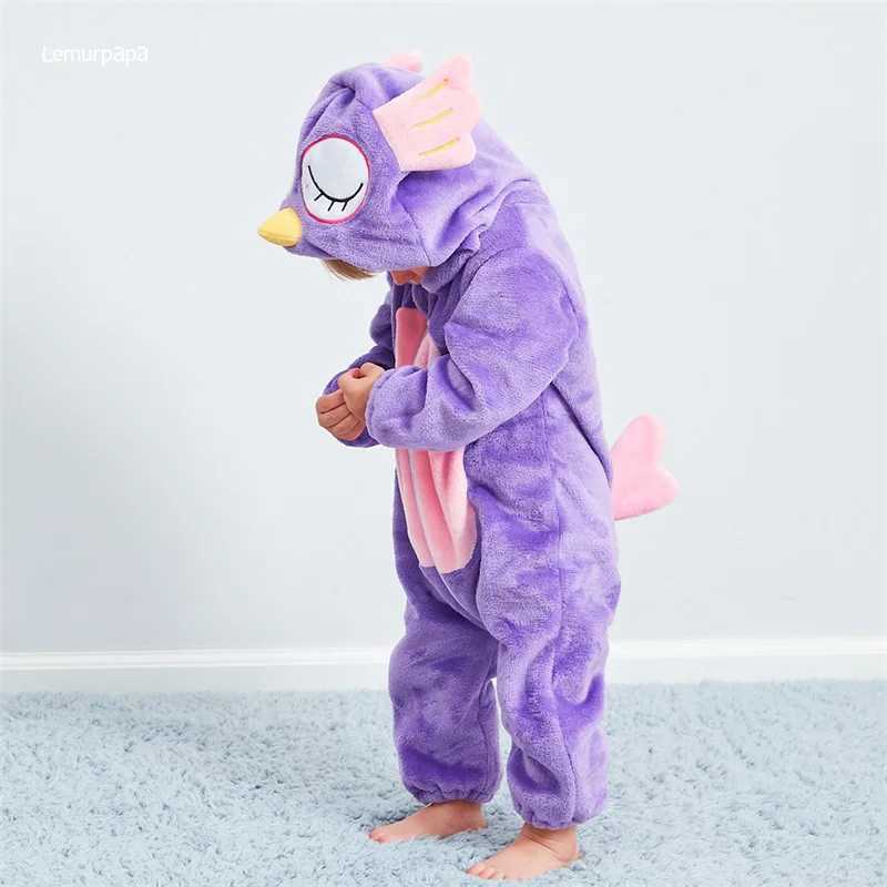 Pajamas Owl Romper Baby Boy Girls Pajama Toddlers Winter Outfit Halloween Animal Suit Onesie Festival Party Bebe Clothes Kigurumis H241205