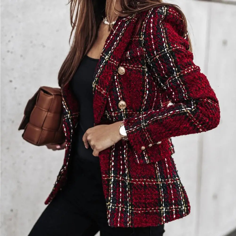 Trendy Women Blazer Slim Fit Lady Lapel Buttons Formal Warm 241204