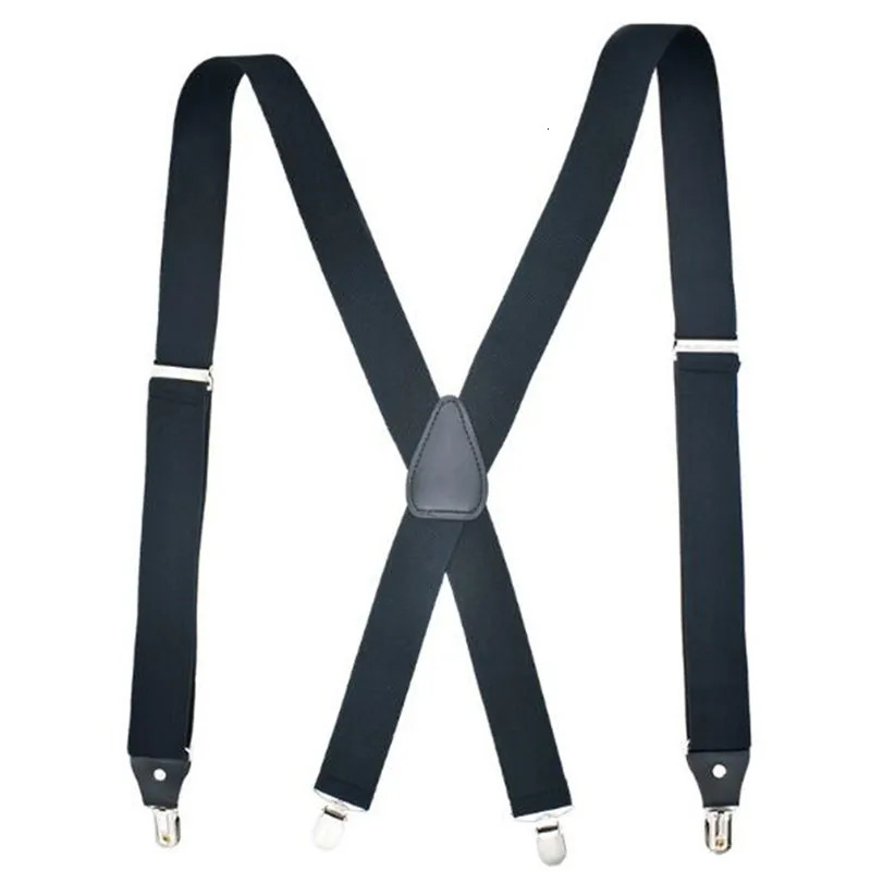 352520mm Wide Men Suspenders High Elastic Adjustable 4 Strong Clips Suspender Heavy Duty X Back Trousers Braces 241122