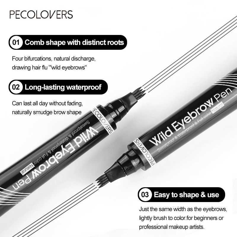 Four claw sketch eyebrow pencil black brown gray liquid eyebrow pencil waterproof and durable 3D microbead eyebrow pencilW241205