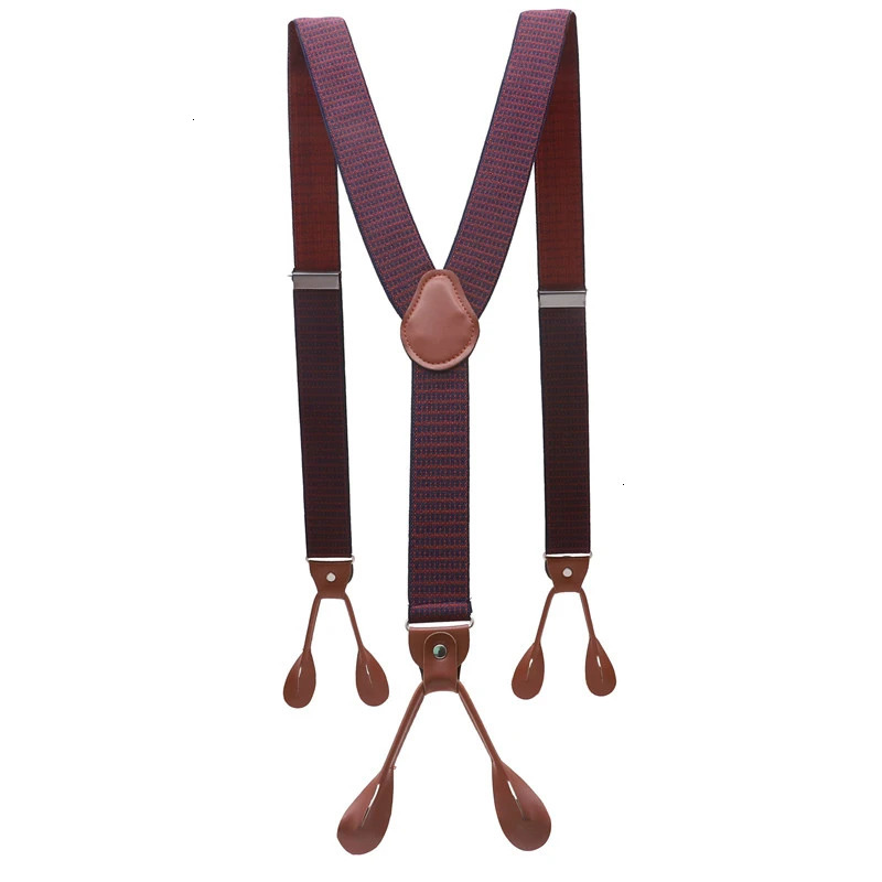 Unisex Vintage Suspenders Men Braces Adjustable 6 Button Suspender Elastic YShape Strap Pants Trousers Brown Leather PU 241122