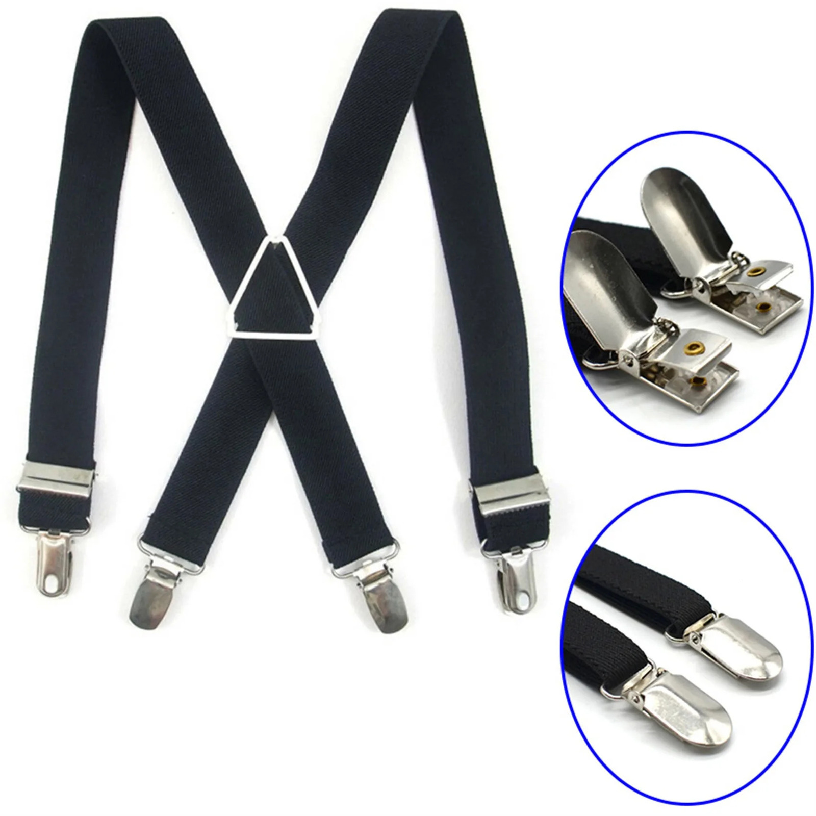 1Pcs Mens Wide XBack Adjustable Elastic Suspenders with Heavy Duty Metal Clips Fashion 241122