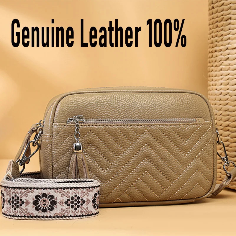 Genuine Leather 100% Shoulder Bag for Women y ner Handbag Purse Trendy Travel Sling Cross Body Casual Messenger 241204