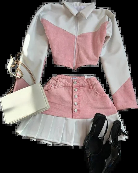 Womens Camouflage Skirt Jacket Two Piece Gothic Leather Splicing Clothing Set Denim Casual 241205