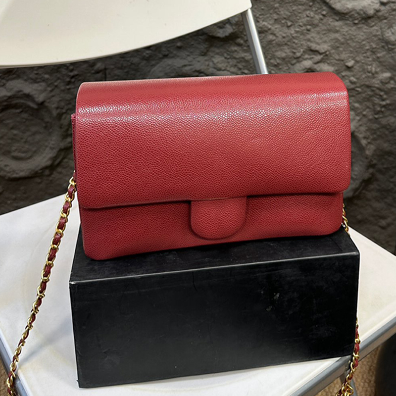 24k Cf Vintage Designer Women Shoulder Bag 23cm Leather Clamshell Gold Hardware Metal Buckle Luxury Tote Matelasse Chain Crossbody Bag Shopping Bags Makeup Sacoche