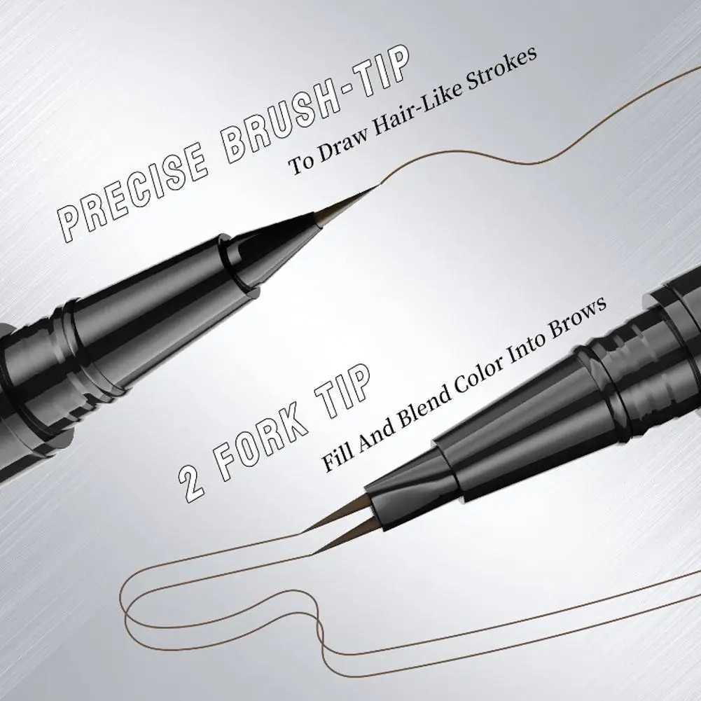 Double headed 2-point eyebrow tattoo pencil waterproof 2-in-1 liquid eyebrow durable natural eyebrow eyeliner W241205