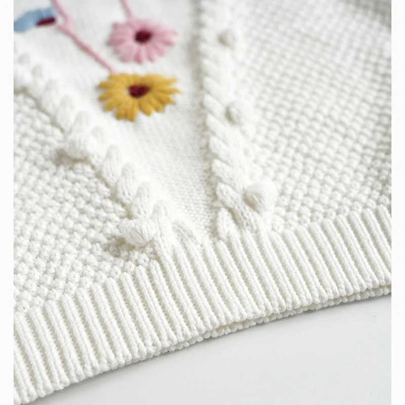 1-6Y Baby Girl Sweater Childrens Embroidery Knitted Long Sleeve Pullover Coat Childrens Clothing Girls Autumn and Winter Clothing W241205
