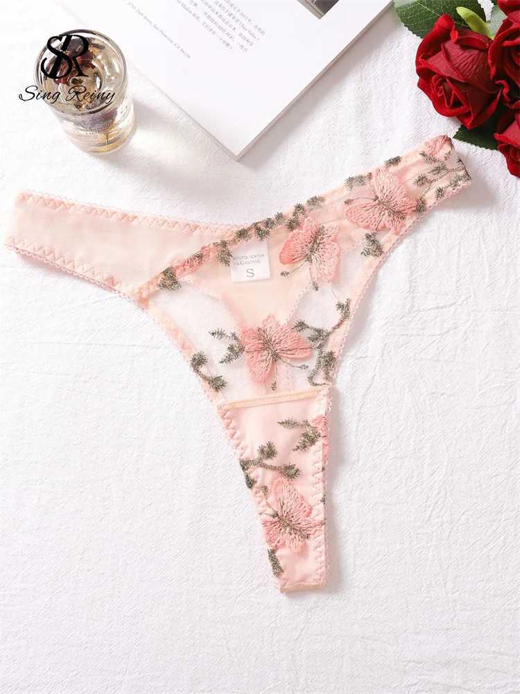 SINGREINY Mesh Sheer Sexy Underwear Suits Lace-Up Puff Sleeves Short Top+Mini Briefs Floral Embroidery Sensual Two Piece SetXJ241205