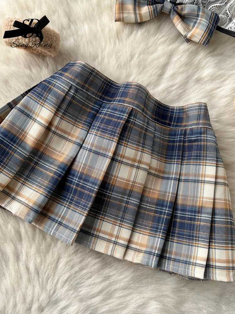 SINGREINY Summer 2023 Sexy Bra Brief Two Pieces Sets Lace Bow Strap Camis Pleated Short Skirt Bra Suits Women Thin UnderwearXJ241205