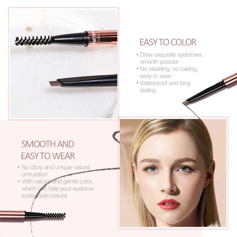 O. Two of them. O6 color ultra-fine waterproof natural durable long-lasting tattoo eyebrow black brown pencil with brush makeup W241205