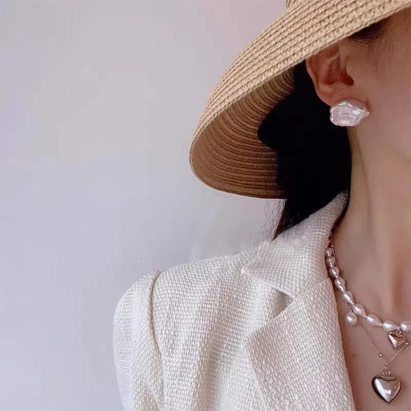 BaroqueOnly A Natural Baroque Pearl Earrings 925 Pure Silver Anti Allergy Earrings Jewelry 13-19mm EBB 241205