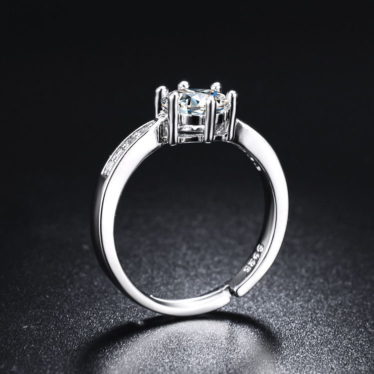 New classic six claw ring female simple diamond set 2 karat zirconium finger ring personalised index finger women's ring proposal anniversary rin