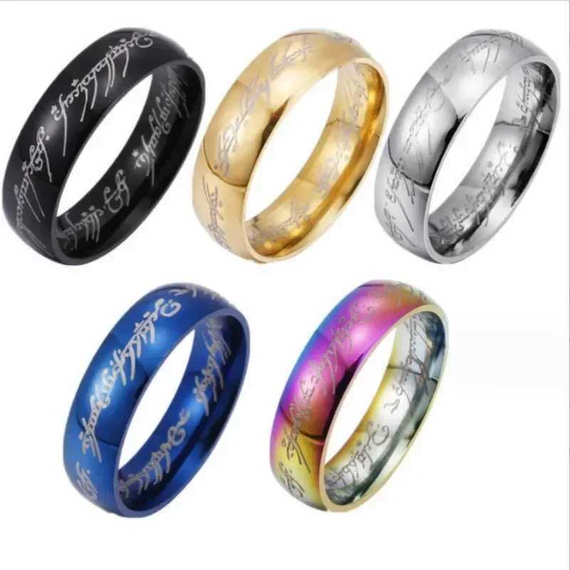 Tren Stainless Steel Laser Carving Exquisite Couple Wedding Rings Men and Women Fashion Movie Jewelry Gifts W241205
