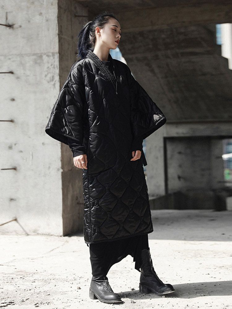 Bandage Big Size Long Cotton-Padded Coat V-Collar Three-Quarter Sleeve Women Parkas Fashion New Autumn Winter